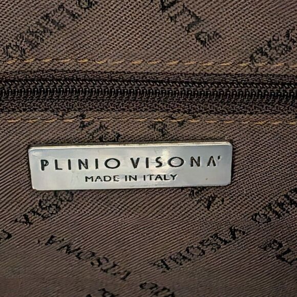 PLINIO VISONA Brown Satin Bag - Designer Handbag Purse - Made in Italy - Picture 9 of 10